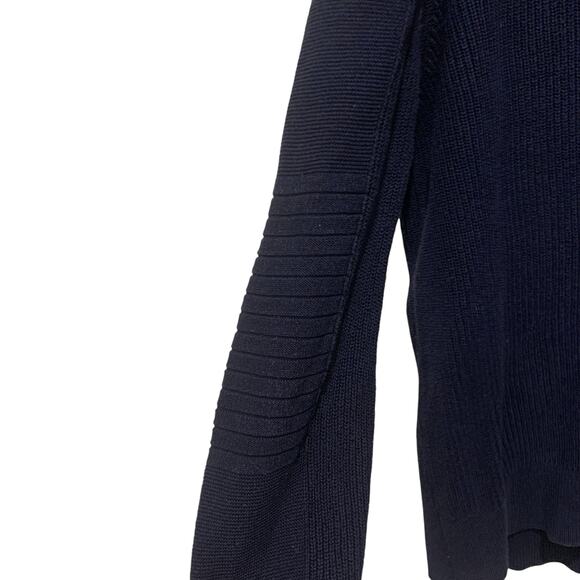 Mock Neck Zip Ribbed Sweater Express Navy Men's - Picture 6 of 7